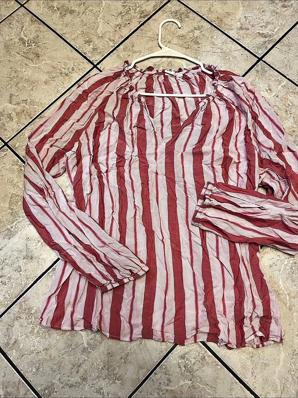Gap Pink/white Striped Cotton Blouse XXL